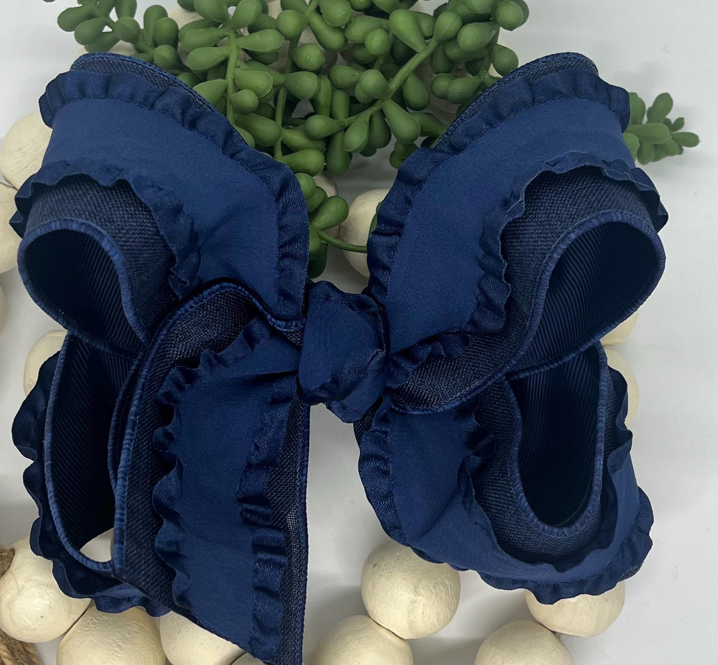Ruffle Navy Bow