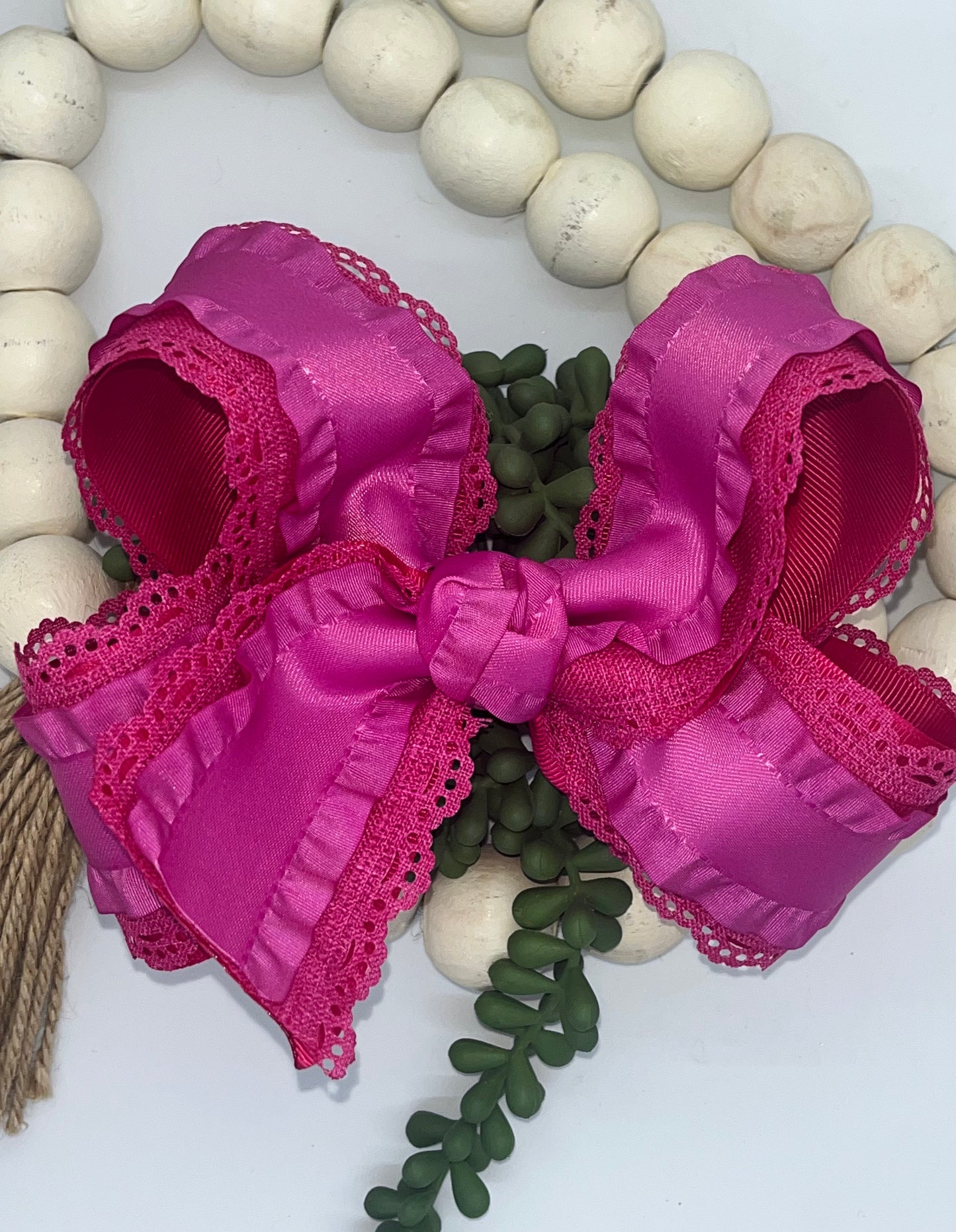 Fuchsia Double Ruffle Bow