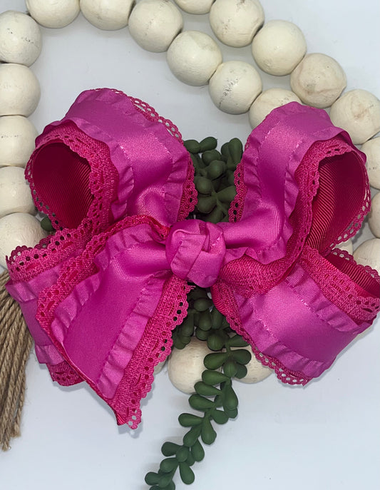 Fuchsia Double Ruffle Bow