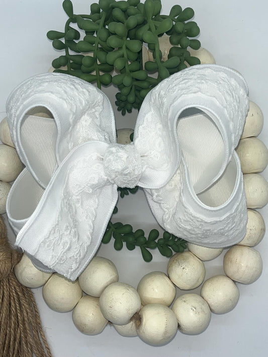 White Floral Lace Triple Layered Bow